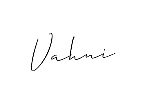 Use a signature maker to create a handwritten signature online. With this signature software, you can design (Allison_Script) your own signature for name Vahni. Vahni signature style 2 images and pictures png