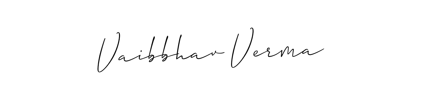 The best way (Allison_Script) to make a short signature is to pick only two or three words in your name. The name Vaibbhav Verma include a total of six letters. For converting this name. Vaibbhav Verma signature style 2 images and pictures png