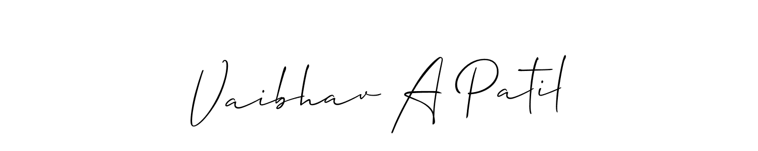 Make a beautiful signature design for name Vaibhav A Patil. With this signature (Allison_Script) style, you can create a handwritten signature for free. Vaibhav A Patil signature style 2 images and pictures png