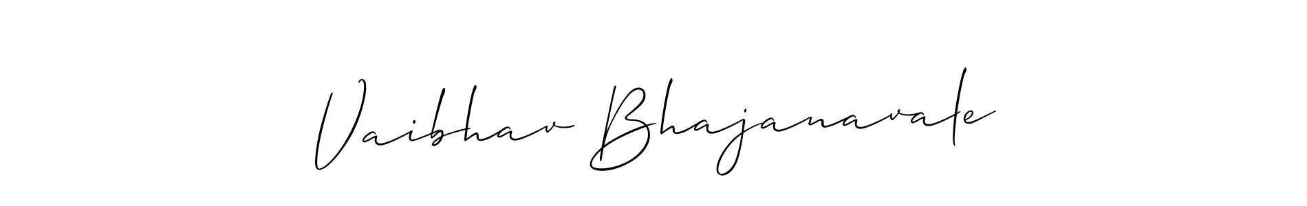 How to make Vaibhav Bhajanavale name signature. Use Allison_Script style for creating short signs online. This is the latest handwritten sign. Vaibhav Bhajanavale signature style 2 images and pictures png