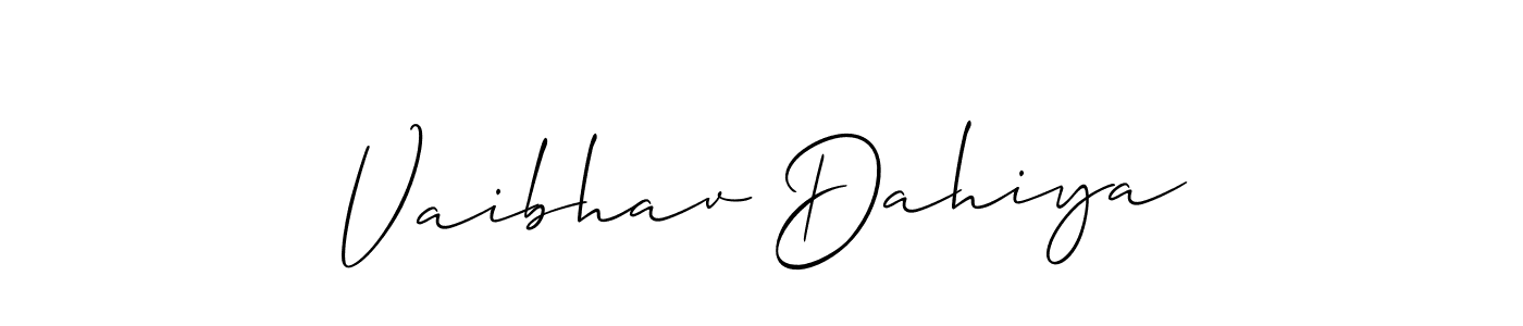 It looks lik you need a new signature style for name Vaibhav Dahiya. Design unique handwritten (Allison_Script) signature with our free signature maker in just a few clicks. Vaibhav Dahiya signature style 2 images and pictures png