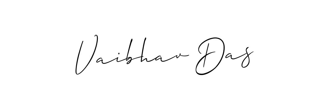The best way (Allison_Script) to make a short signature is to pick only two or three words in your name. The name Vaibhav Das include a total of six letters. For converting this name. Vaibhav Das signature style 2 images and pictures png
