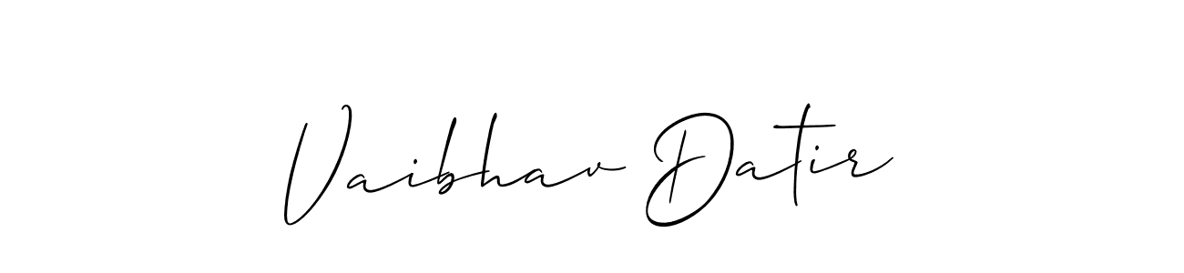 It looks lik you need a new signature style for name Vaibhav Datir. Design unique handwritten (Allison_Script) signature with our free signature maker in just a few clicks. Vaibhav Datir signature style 2 images and pictures png