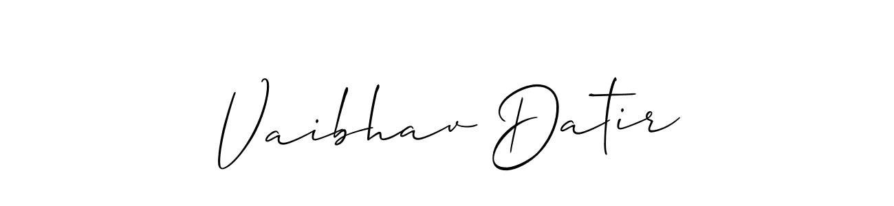 It looks lik you need a new signature style for name Vaibhav Datir. Design unique handwritten (Allison_Script) signature with our free signature maker in just a few clicks. Vaibhav Datir signature style 2 images and pictures png