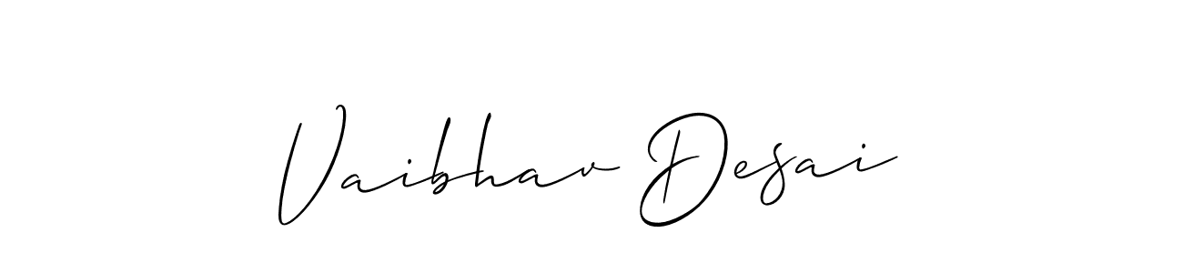 Make a beautiful signature design for name Vaibhav Desai. With this signature (Allison_Script) style, you can create a handwritten signature for free. Vaibhav Desai signature style 2 images and pictures png