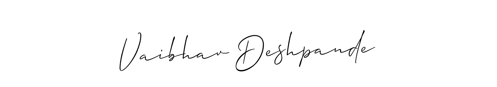 Create a beautiful signature design for name Vaibhav Deshpande. With this signature (Allison_Script) fonts, you can make a handwritten signature for free. Vaibhav Deshpande signature style 2 images and pictures png