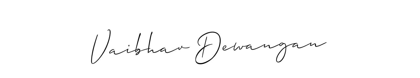 How to make Vaibhav Dewangan name signature. Use Allison_Script style for creating short signs online. This is the latest handwritten sign. Vaibhav Dewangan signature style 2 images and pictures png