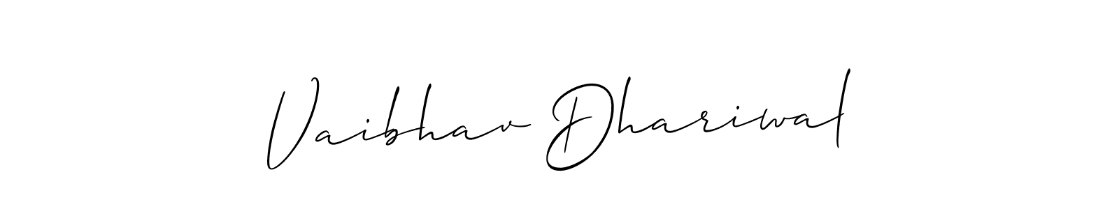 Create a beautiful signature design for name Vaibhav Dhariwal. With this signature (Allison_Script) fonts, you can make a handwritten signature for free. Vaibhav Dhariwal signature style 2 images and pictures png