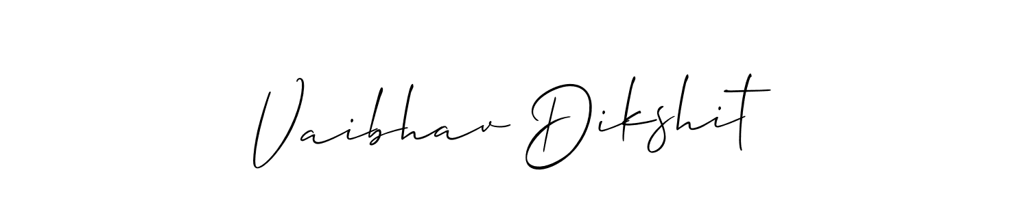 How to make Vaibhav Dikshit name signature. Use Allison_Script style for creating short signs online. This is the latest handwritten sign. Vaibhav Dikshit signature style 2 images and pictures png