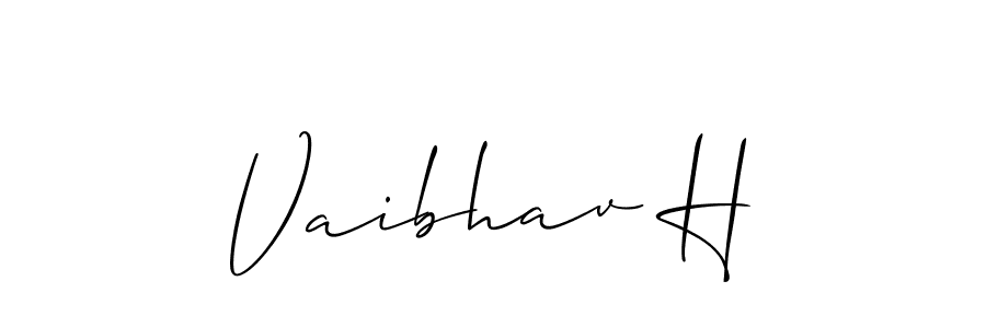 The best way (Allison_Script) to make a short signature is to pick only two or three words in your name. The name Vaibhav H include a total of six letters. For converting this name. Vaibhav H signature style 2 images and pictures png