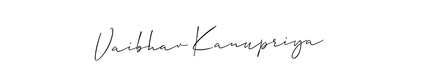 Also we have Vaibhav Kanupriya name is the best signature style. Create professional handwritten signature collection using Allison_Script autograph style. Vaibhav Kanupriya signature style 2 images and pictures png