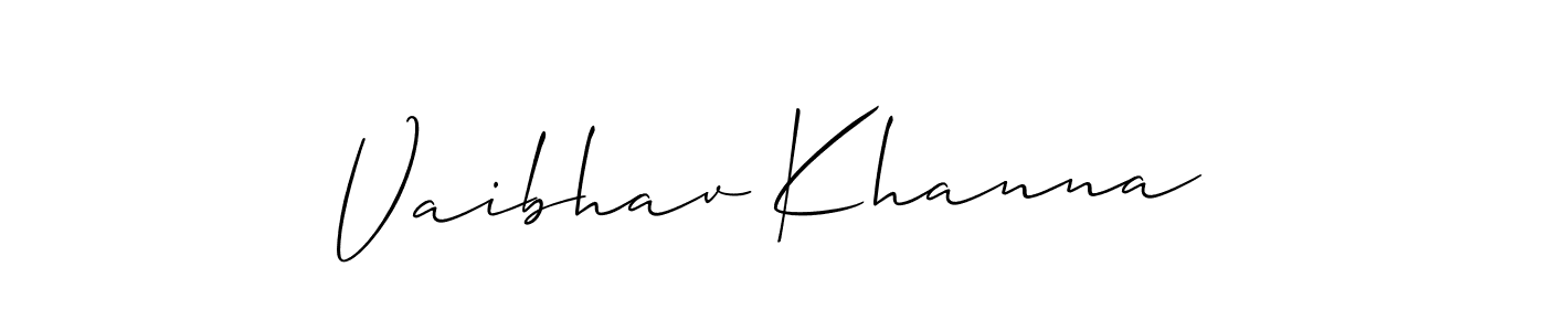 Use a signature maker to create a handwritten signature online. With this signature software, you can design (Allison_Script) your own signature for name Vaibhav Khanna. Vaibhav Khanna signature style 2 images and pictures png