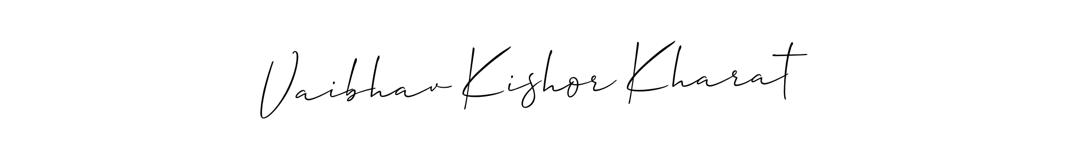 The best way (Allison_Script) to make a short signature is to pick only two or three words in your name. The name Vaibhav Kishor Kharat include a total of six letters. For converting this name. Vaibhav Kishor Kharat signature style 2 images and pictures png