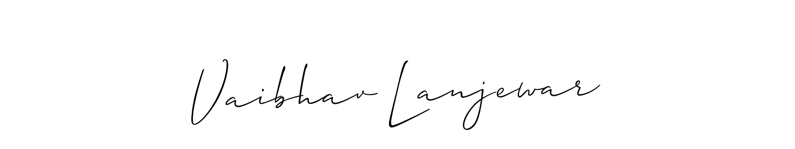 This is the best signature style for the Vaibhav Lanjewar name. Also you like these signature font (Allison_Script). Mix name signature. Vaibhav Lanjewar signature style 2 images and pictures png