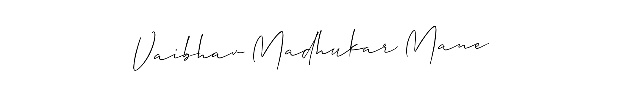 Allison_Script is a professional signature style that is perfect for those who want to add a touch of class to their signature. It is also a great choice for those who want to make their signature more unique. Get Vaibhav Madhukar Mane name to fancy signature for free. Vaibhav Madhukar Mane signature style 2 images and pictures png