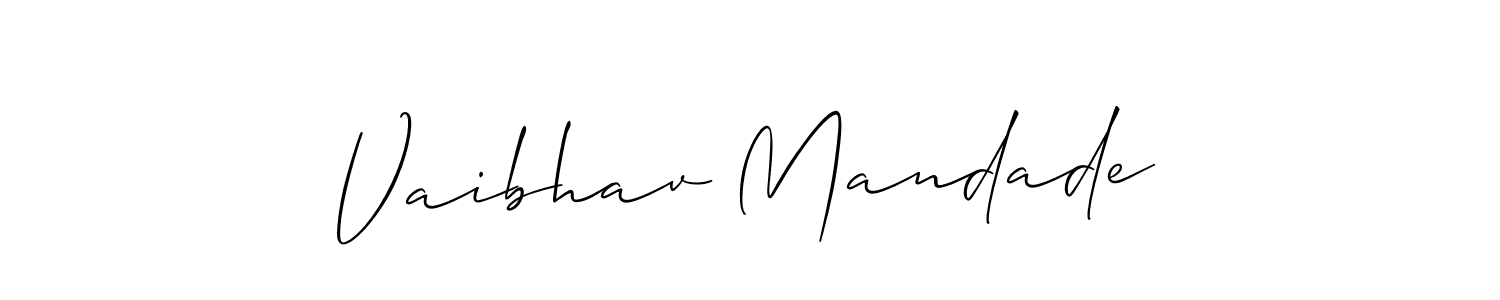 How to make Vaibhav Mandade name signature. Use Allison_Script style for creating short signs online. This is the latest handwritten sign. Vaibhav Mandade signature style 2 images and pictures png