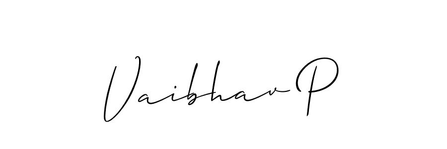 Vaibhav P stylish signature style. Best Handwritten Sign (Allison_Script) for my name. Handwritten Signature Collection Ideas for my name Vaibhav P. Vaibhav P signature style 2 images and pictures png