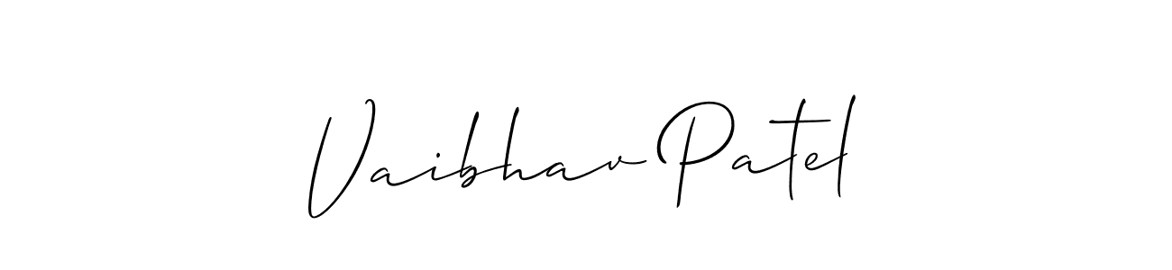 Create a beautiful signature design for name Vaibhav Patel. With this signature (Allison_Script) fonts, you can make a handwritten signature for free. Vaibhav Patel signature style 2 images and pictures png