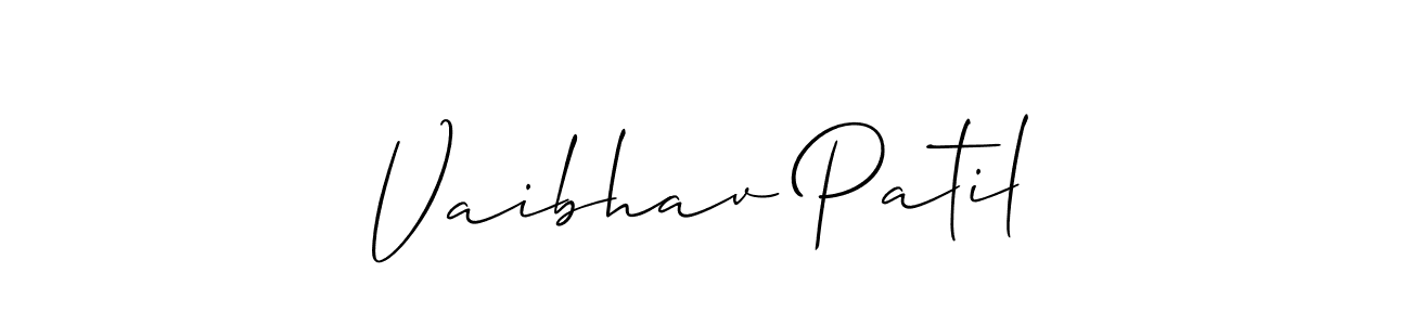 Create a beautiful signature design for name Vaibhav Patil. With this signature (Allison_Script) fonts, you can make a handwritten signature for free. Vaibhav Patil signature style 2 images and pictures png