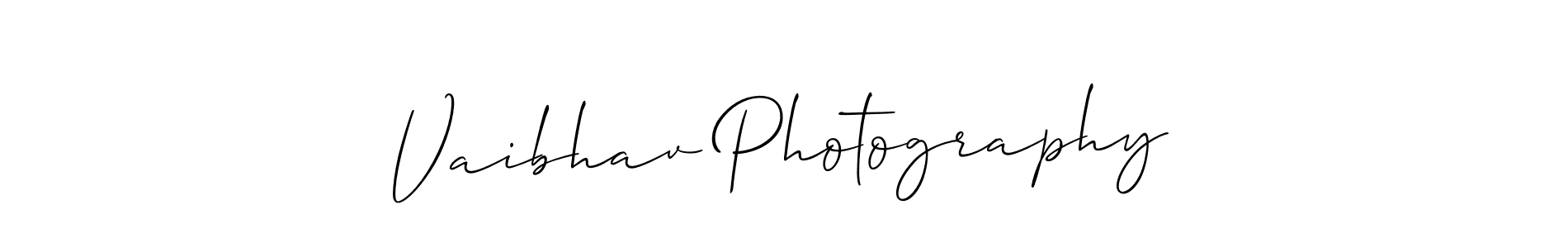 How to make Vaibhav Photography name signature. Use Allison_Script style for creating short signs online. This is the latest handwritten sign. Vaibhav Photography signature style 2 images and pictures png