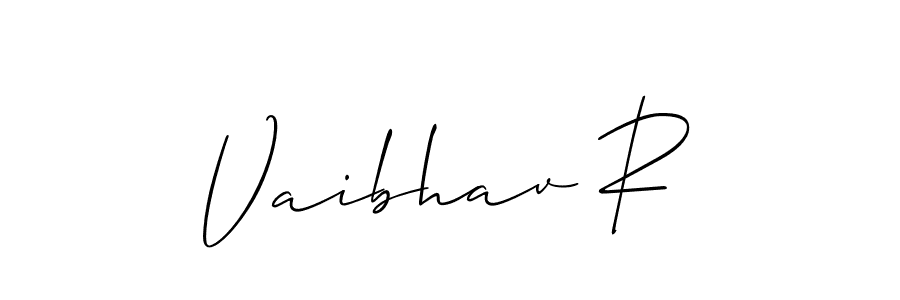 Design your own signature with our free online signature maker. With this signature software, you can create a handwritten (Allison_Script) signature for name Vaibhav R. Vaibhav R signature style 2 images and pictures png