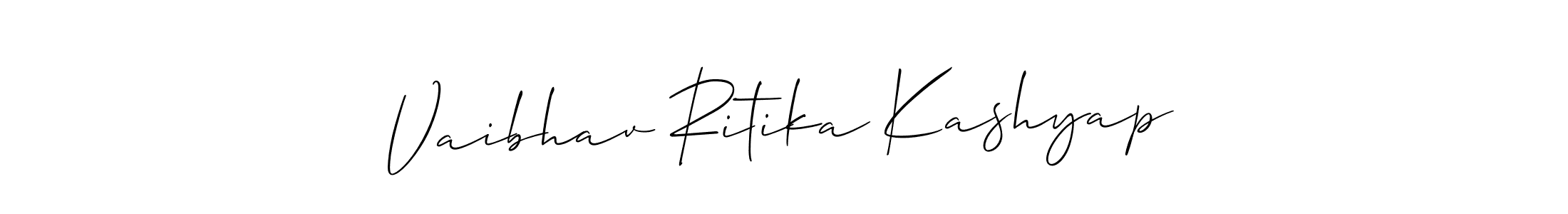 You should practise on your own different ways (Allison_Script) to write your name (Vaibhav Ritika Kashyap) in signature. don't let someone else do it for you. Vaibhav Ritika Kashyap signature style 2 images and pictures png