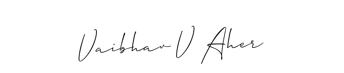 Design your own signature with our free online signature maker. With this signature software, you can create a handwritten (Allison_Script) signature for name Vaibhav V Aher. Vaibhav V Aher signature style 2 images and pictures png