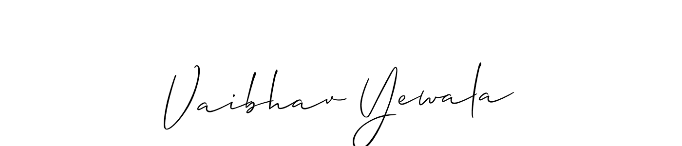 Allison_Script is a professional signature style that is perfect for those who want to add a touch of class to their signature. It is also a great choice for those who want to make their signature more unique. Get Vaibhav Yewala name to fancy signature for free. Vaibhav Yewala signature style 2 images and pictures png