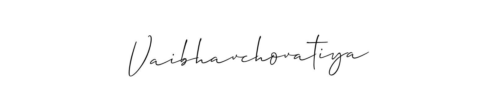 It looks lik you need a new signature style for name Vaibhavchovatiya. Design unique handwritten (Allison_Script) signature with our free signature maker in just a few clicks. Vaibhavchovatiya signature style 2 images and pictures png