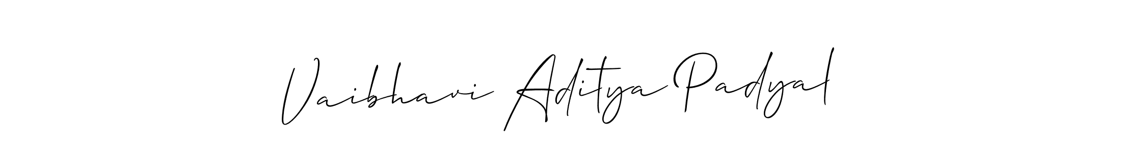 You should practise on your own different ways (Allison_Script) to write your name (Vaibhavi Aditya Padyal) in signature. don't let someone else do it for you. Vaibhavi Aditya Padyal signature style 2 images and pictures png