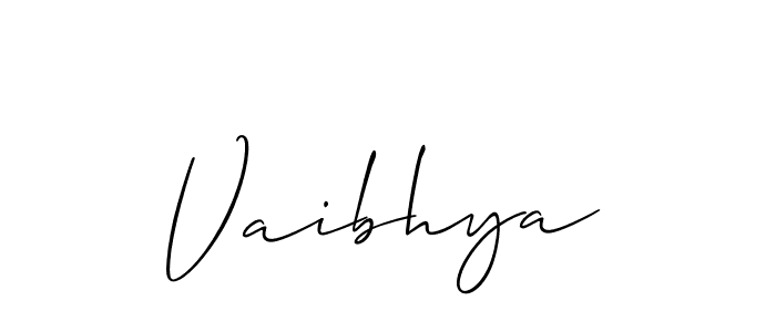 Make a beautiful signature design for name Vaibhya. With this signature (Allison_Script) style, you can create a handwritten signature for free. Vaibhya signature style 2 images and pictures png