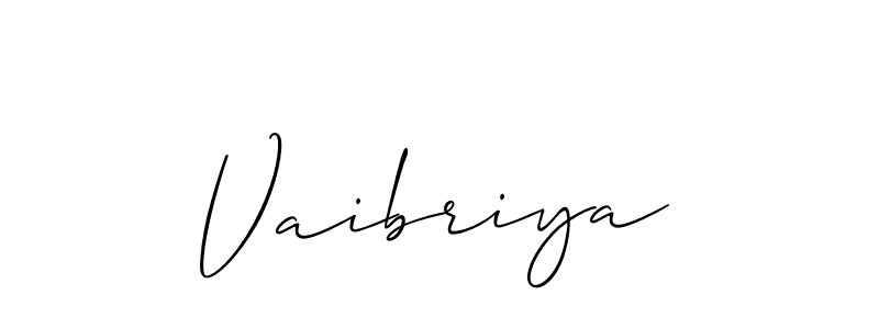 The best way (Allison_Script) to make a short signature is to pick only two or three words in your name. The name Vaibriya include a total of six letters. For converting this name. Vaibriya signature style 2 images and pictures png