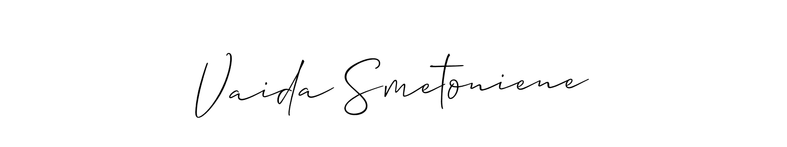 How to Draw Vaida Smetoniene signature style? Allison_Script is a latest design signature styles for name Vaida Smetoniene. Vaida Smetoniene signature style 2 images and pictures png