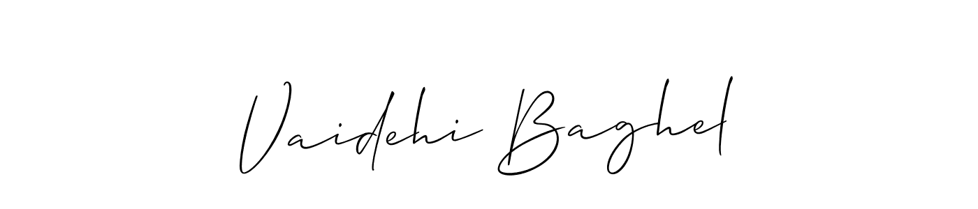 How to make Vaidehi Baghel name signature. Use Allison_Script style for creating short signs online. This is the latest handwritten sign. Vaidehi Baghel signature style 2 images and pictures png