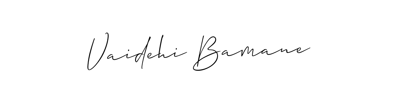 This is the best signature style for the Vaidehi Bamane name. Also you like these signature font (Allison_Script). Mix name signature. Vaidehi Bamane signature style 2 images and pictures png