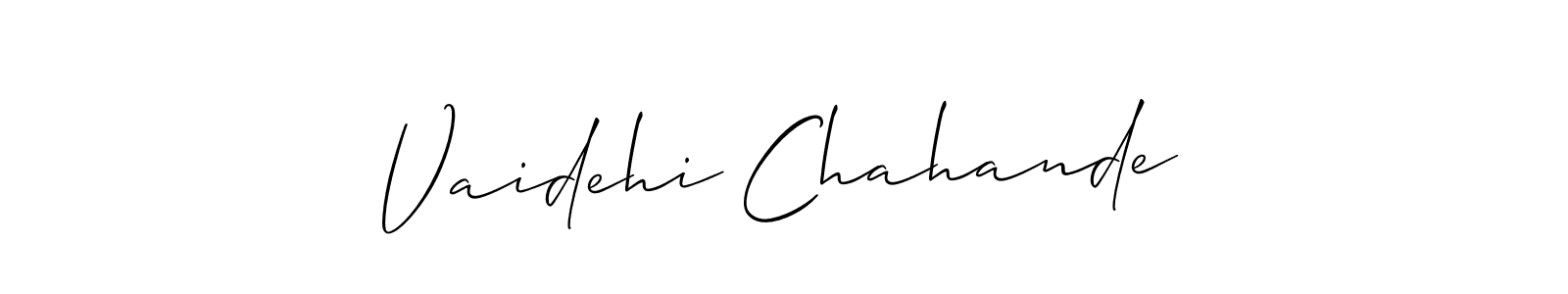 Also we have Vaidehi Chahande name is the best signature style. Create professional handwritten signature collection using Allison_Script autograph style. Vaidehi Chahande signature style 2 images and pictures png