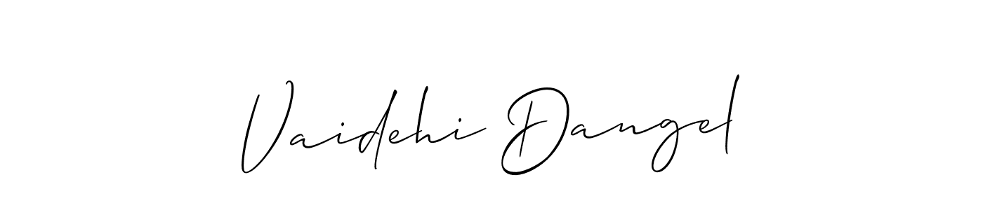 Make a short Vaidehi Dangel signature style. Manage your documents anywhere anytime using Allison_Script. Create and add eSignatures, submit forms, share and send files easily. Vaidehi Dangel signature style 2 images and pictures png