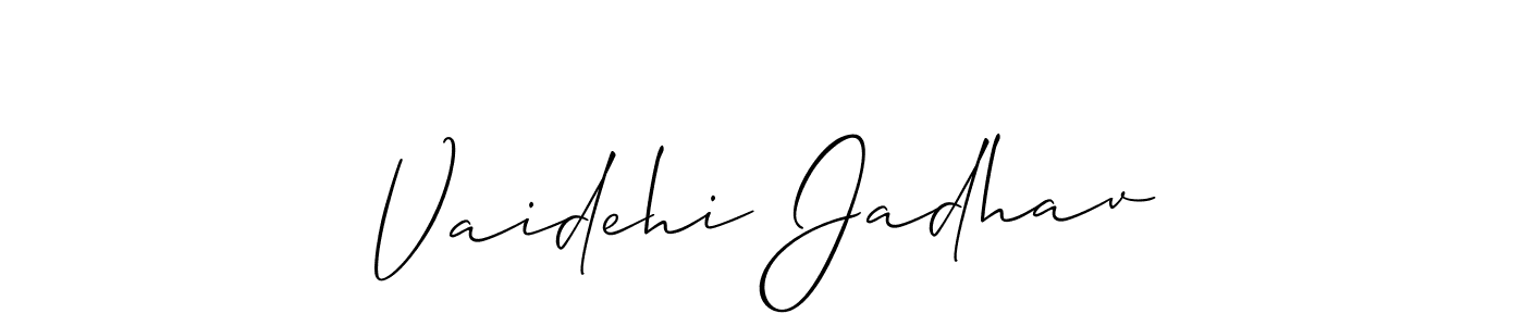 You should practise on your own different ways (Allison_Script) to write your name (Vaidehi Jadhav) in signature. don't let someone else do it for you. Vaidehi Jadhav signature style 2 images and pictures png