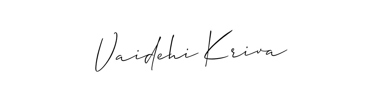 if you are searching for the best signature style for your name Vaidehi Kriva. so please give up your signature search. here we have designed multiple signature styles  using Allison_Script. Vaidehi Kriva signature style 2 images and pictures png