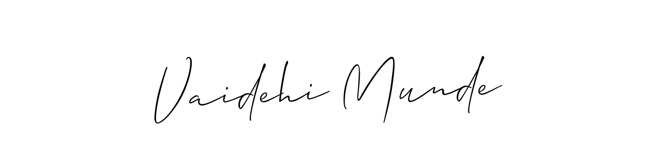 This is the best signature style for the Vaidehi Munde name. Also you like these signature font (Allison_Script). Mix name signature. Vaidehi Munde signature style 2 images and pictures png
