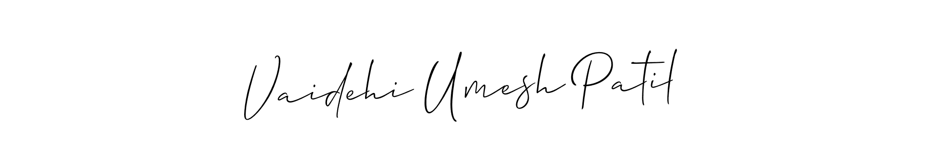 Create a beautiful signature design for name Vaidehi Umesh Patil. With this signature (Allison_Script) fonts, you can make a handwritten signature for free. Vaidehi Umesh Patil signature style 2 images and pictures png