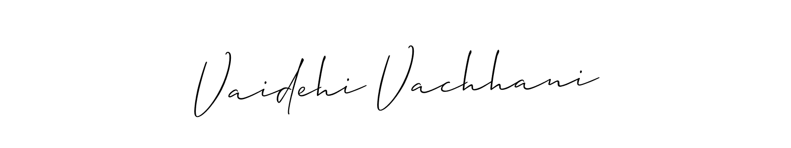Use a signature maker to create a handwritten signature online. With this signature software, you can design (Allison_Script) your own signature for name Vaidehi Vachhani. Vaidehi Vachhani signature style 2 images and pictures png