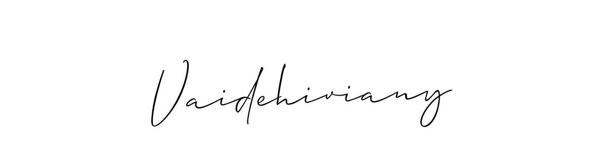 Use a signature maker to create a handwritten signature online. With this signature software, you can design (Allison_Script) your own signature for name Vaidehiviany. Vaidehiviany signature style 2 images and pictures png