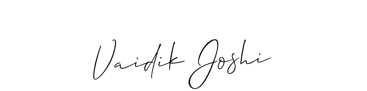 Also we have Vaidik Joshi name is the best signature style. Create professional handwritten signature collection using Allison_Script autograph style. Vaidik Joshi signature style 2 images and pictures png