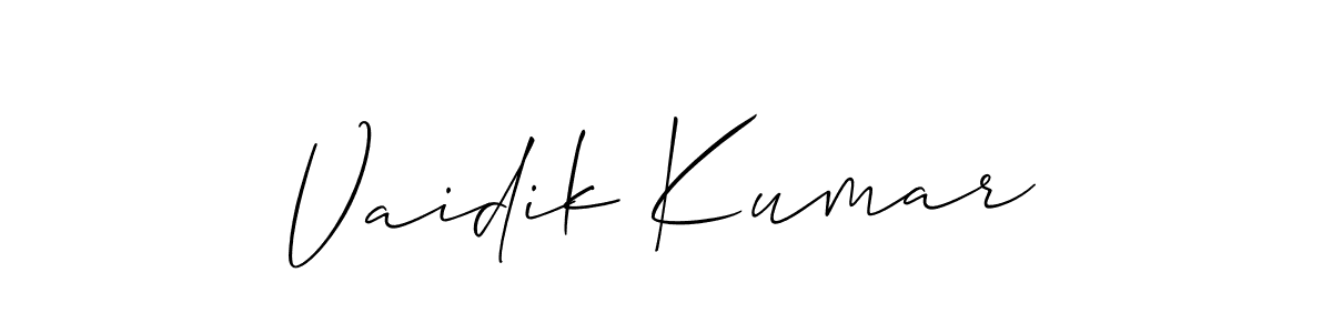 How to Draw Vaidik Kumar signature style? Allison_Script is a latest design signature styles for name Vaidik Kumar. Vaidik Kumar signature style 2 images and pictures png