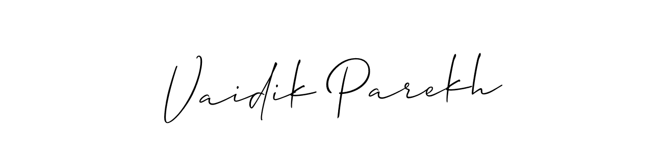 Similarly Allison_Script is the best handwritten signature design. Signature creator online .You can use it as an online autograph creator for name Vaidik Parekh. Vaidik Parekh signature style 2 images and pictures png