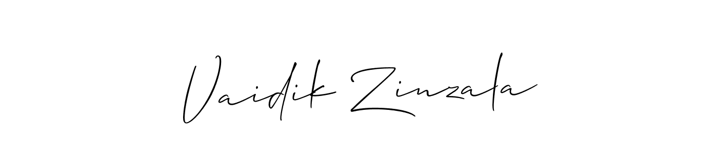 Make a beautiful signature design for name Vaidik Zinzala. With this signature (Allison_Script) style, you can create a handwritten signature for free. Vaidik Zinzala signature style 2 images and pictures png