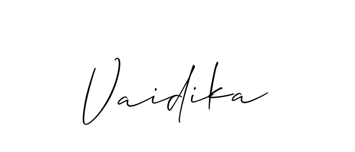 Also we have Vaidika name is the best signature style. Create professional handwritten signature collection using Allison_Script autograph style. Vaidika signature style 2 images and pictures png