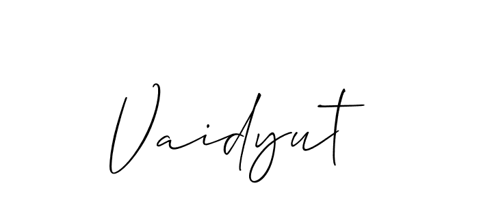 Use a signature maker to create a handwritten signature online. With this signature software, you can design (Allison_Script) your own signature for name Vaidyut. Vaidyut signature style 2 images and pictures png