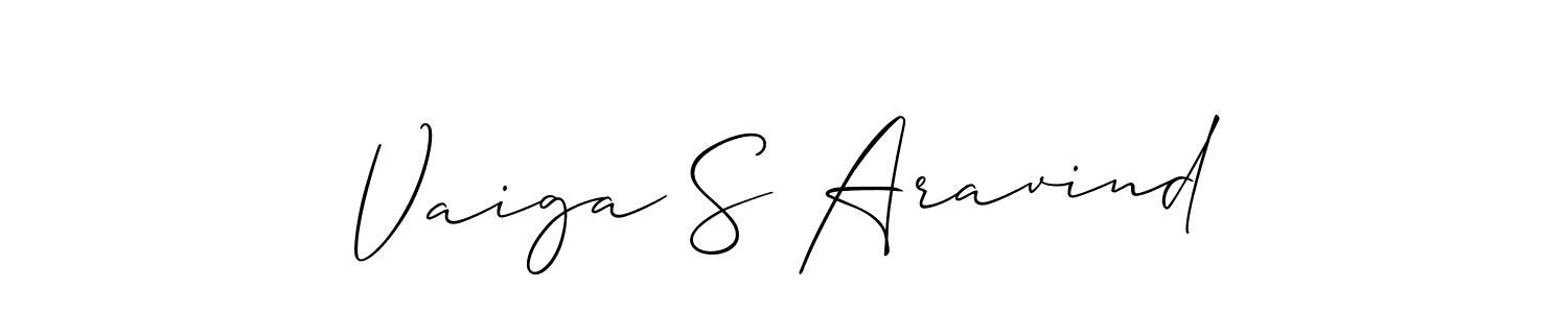 You should practise on your own different ways (Allison_Script) to write your name (Vaiga S Aravind) in signature. don't let someone else do it for you. Vaiga S Aravind signature style 2 images and pictures png